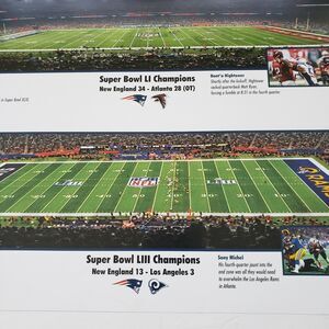 New England Patriots Poster Super Bowls 2017 and 2019 Unframed 18 x 12 inches